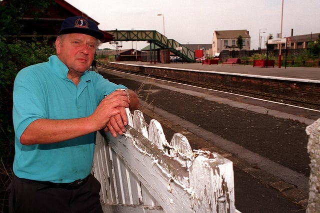 Cambridge Street car park developer, Derek Stoker on his side of a disputed gate at Castleford Station in August 1996.