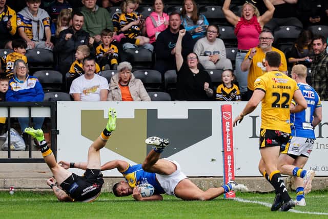 This try was Ryan Hall's 343rd in the British game. Only 18 players have scored more. Picture by Alex Whitehead/SWpix.com.