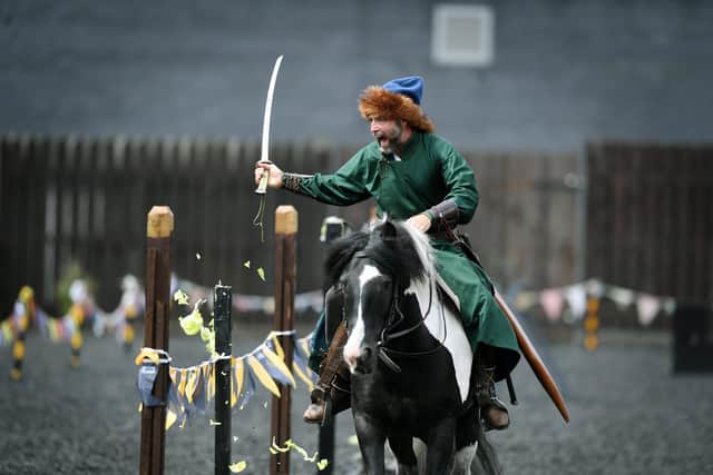 The Royal Armouries Museum's Mongolian horse show, where riders demonstrate the skills and mounted combat techniques. Pictured Jonny Browne. Picture: Jonathan Gawthorpe