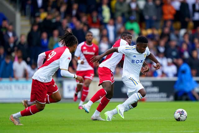 KEY THREAT: Leeds United's Colombian international winger Luis Sinisterra, right, pictured during last month's pre-season friendly against AS Monaco at the LNER Community Stadium in York. Photo by Tim Goode/PA Wire.