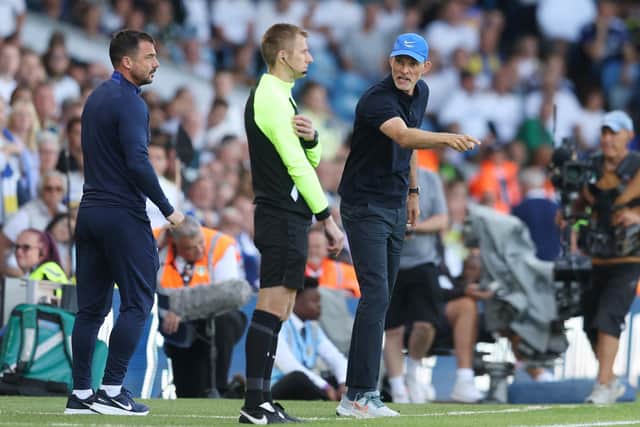 BAD DAY - Thomas Tuchel did not enjoy his Elland Road day out as Leeds United beat Chelsea 3-0. Pic: Getty