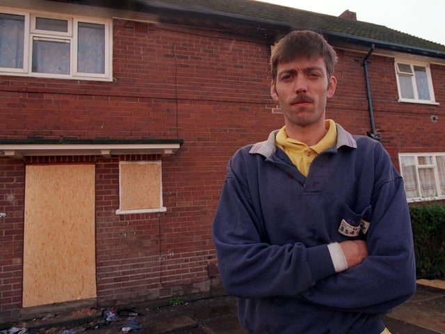 This is Paul Bairstow who saved his wife and children from a house fire in October 1998.