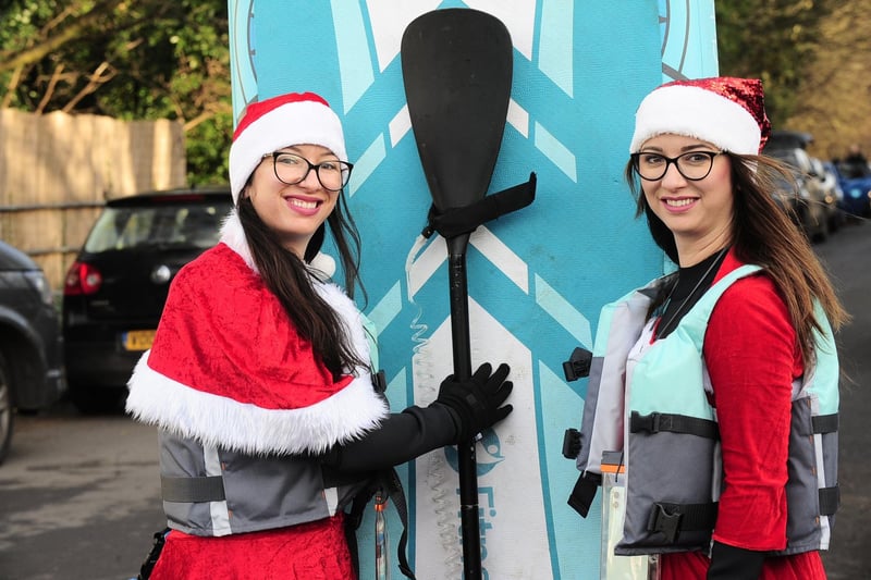 Sisters Loredana and Laura Condor of Woodlhouse gear up for the Santa Splash.(pic by Steve Riding)