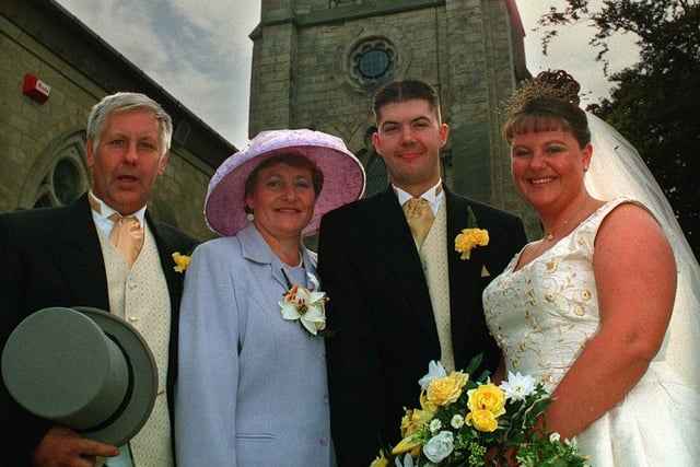 Tina Louise Hepworth married Alan Paul Tomkinson at   St Peter's Church in September 1999.  Tina's parents (left) Margaret and Donald Hepworth were married at the same church 28 years earlier.