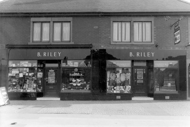 Benjamin Riley's Grocer Shop  at 27-31 Cardinal Road. Business had recently been extended to include double fronted shop on the right. Pictured in September 1938.