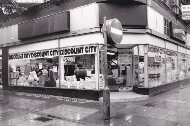Savings of between 20 per cent and 33 per cent - that was the money saving opportunity available to shoppers at Discount City, a newcomer to the retail scene in July 1983. The shop on Vicar Lane at the corner of County Arcade in premises formerly occupied by the Cashdisia store.