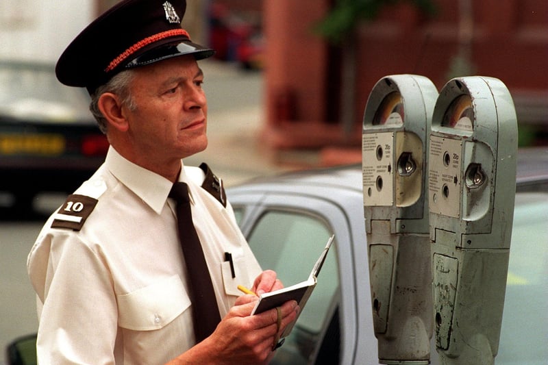 These were the last two working parking meters in Leeds. They were on Aire Street and are pictured with senior car parking atendant Derek Riley.