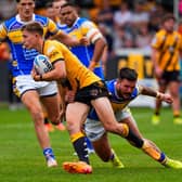 Jenson Windley, seen in action against Leeds Rhinos two weeks ago, will be stood down for a couple of games after being knocked out during Castleford Tigers' defeat at Catalans Dragons last Saturday. Picture by Olly Hassell/SWpix.com
