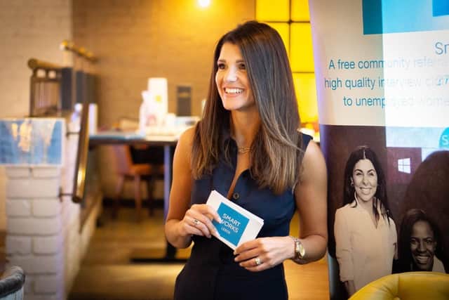 Ex-Emmerdale actor Natalie Anderson presenting at a recent Smart Works Leeds business and chariry event.