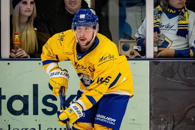 ON TARGET: Kieran Brown scored twice for Leeds Knights in the 6-5 overtime defeat at Bristol Pitbulls. Picture: ben Gordon/Knights Media.