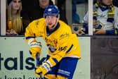 ON TARGET: Kieran Brown scored twice for Leeds Knights in the 6-5 overtime defeat at Bristol Pitbulls. Picture: ben Gordon/Knights Media.