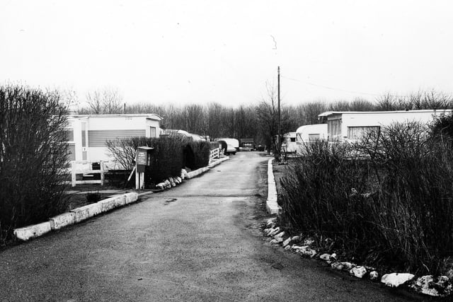 Garforth Cliff caravan park, a site for static and mobile caravans. Pictured in February 1984.