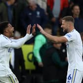 Leeds United's Georginio Rutter (left) and Leeds United's Liam Cooper celebrate victory in the Sky Bet Championship match at Carrow Road, Norwich (Photo: George Tewkesbury/PA Wire)