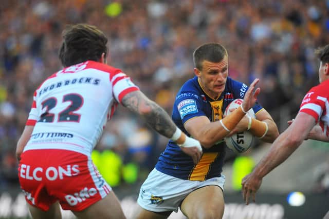 Ash Handley made his 250th appearance for Leeds Rhinos in Thursday's 24-16 win against St Helens. Picture by Steve Riding.