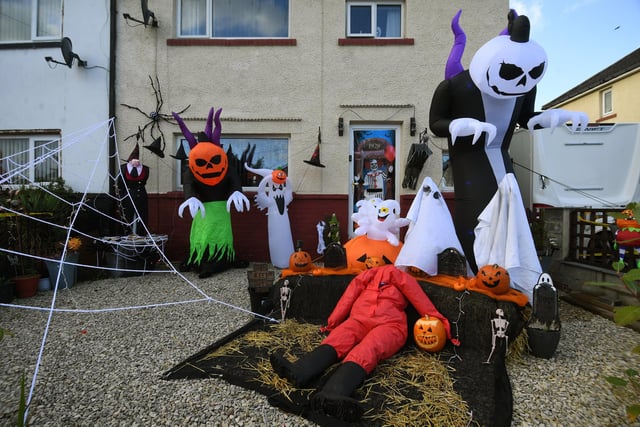 The four houses in Otley have a shared affinity with decorating their homes on Halloween