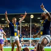 Ash Handley, left and Maika Sivo have become a devastating attacking force for Leeds Rhinos this season. Picture by Allan McKenzie/SWpix.com.