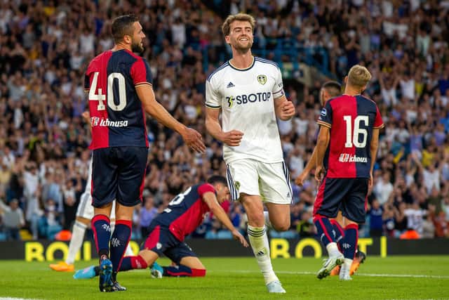 ALL SMILES - Patrick Bamford scored twice but most importantly lasted 90 minutes for Leeds United in their final pre-season friendly before the Premier League opener against Wolves. Pic: Bruce Rollinson