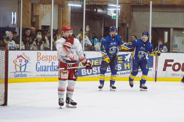 WE MEET AGAIN: Leeds Knights and Swindon Wildcats were an even match during the NIHL National regular season. Picture: Jacob Lowe/Knights Media.