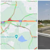 Narrow lanes and a speed restriction of 50 mph are in place this morning on the M62. Photo: AA Route Planner