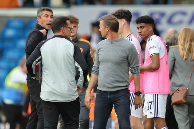 ROUND THREE - Leeds United's Jesse Marsch and Wolves boss Bruno Lage have had fractious encounters in each of the teams' last two meetings. Pic: Getty