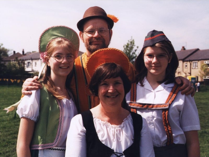 The Sound Of Music at Pudsey Carnival in May 1998. Pictured, from left, are Debra Hoyland (Louise Von Trapp),  Tony Hoyland (director), Shirley Hoyland (Mother Abbess) and Claire Hoyland (Novice Nun).