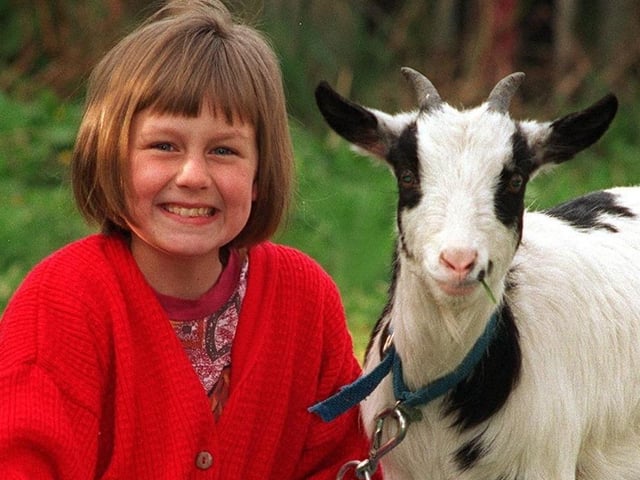 April 1997 and pictured is Laura Watkiss with her pet goat Wanda in the back garden of her home on School Road in Pontefract.