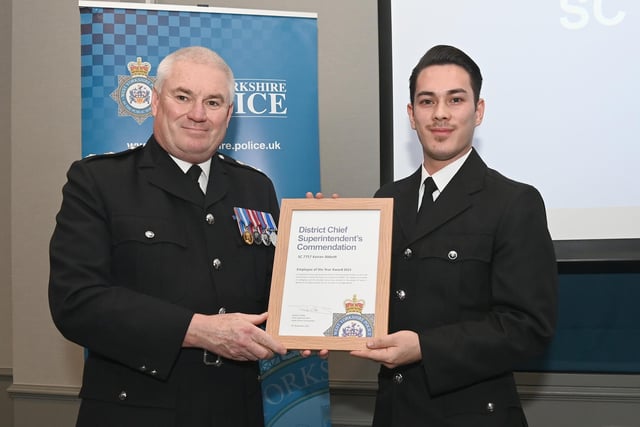Special Constable Kieran Abbott won Employee of the Year for his tireless work volunteering for the force. Special constables have the same powers as regular police officers, wear the same uniform and equipment, and perform the same role - but without any salary, and SC Abbott has clocked up hours of work in his spare time.
