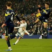 OPPORTUNITY: Sized up by 17-year-old Leeds United star Archie Gray, above, pictured firing in an attempt during this month's Championship victory against Middlesbrough at Elland Road. Picture by Ian Hodgson/PA Wire.