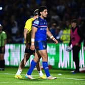 Emre Guler leaves the field after being sent-off during Wakefield Trinity's win agianst Leigh Leopards last week. Picture by Olly Hassell/SWpix.com.