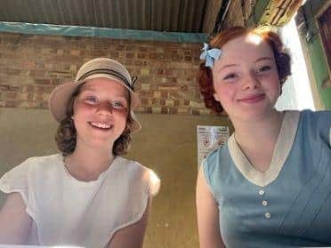 Stagecoach students Sophie and Elizabeth on set