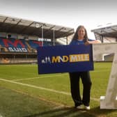 Lindsey Burrow, wife of Leeds Rhinos legend Rob Burrow, seen at the launch of the Rob Burrow Leeds Marathon at AMT Headingley Stadium   today. Picture taken by Simon Hulme.