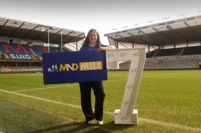Lindsey Burrow, wife of Leeds Rhinos legend Rob Burrow, seen at the launch of the Rob Burrow Leeds Marathon at AMT Headingley Stadium today. Picture taken by Simon Hulme.