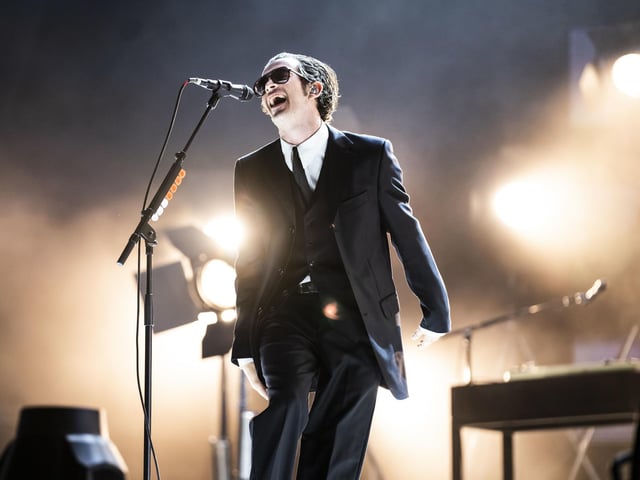 Matthew Healy performs with his band The 1975 during their headline performance