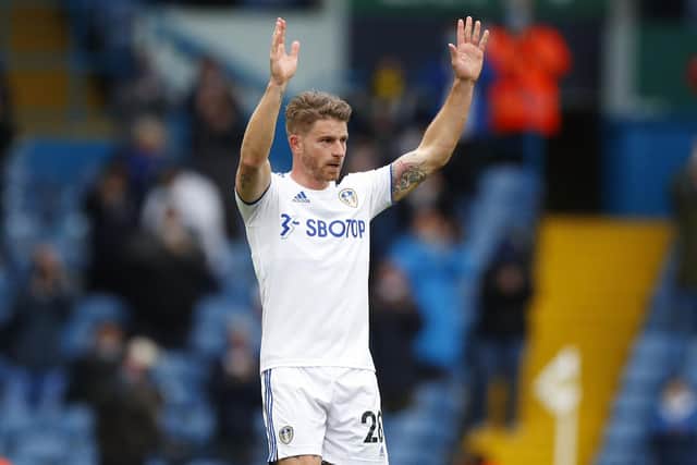 CONFIDENCE: From Whites hero Gaetano Berardi, above, that relegated Leeds United can bounce straight back with promotion. Photo by LYNNE CAMERON/POOL/AFP via Getty Images.