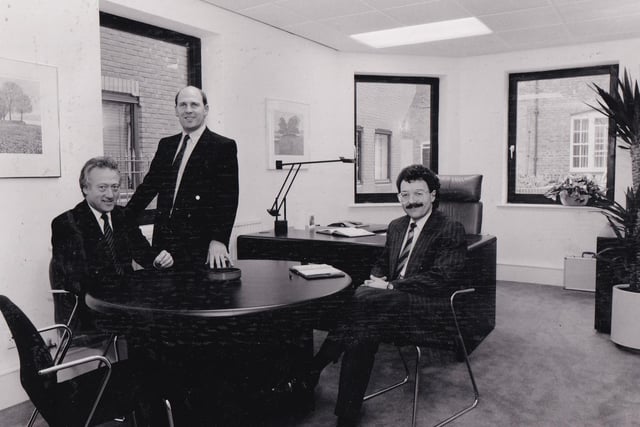 The team at Corporate Interiors pictured in October 1987. From left are joint managing directors Ray Briggs and Paul Galvin with Brian Lowden, right, director of design.