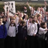 Pupils from Guiseley School protest against the war in Iraq outside St Mary's School at Menston in March 2003.