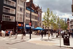 A view of the recently-pedestrianised lower end of New Briggate.