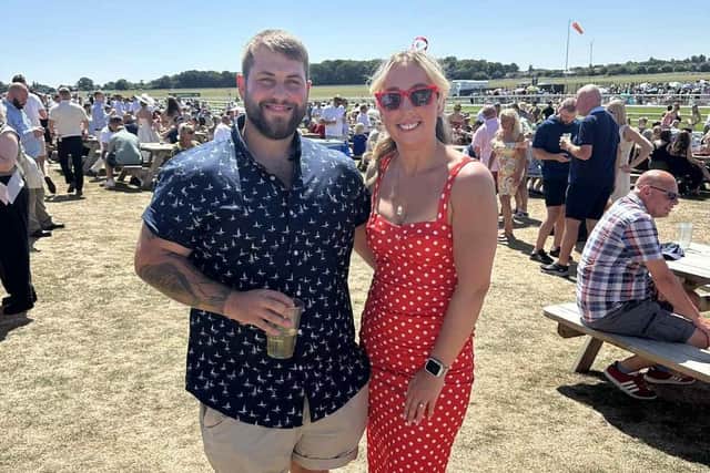 Leeds Rhinos fans Jordan and Adele who are getting married in Las Vegas. Picture by Craig Oates.