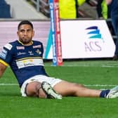 Rhinos' Nene MacDonald looks shattered after the golden-point loss to St Helens. Picture by Allan McKenzie/SWpix.com.