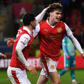 Harry Gray celebrates scoring his first goal for Rotherham United in the recent win over Northampton Town (Picture: Jonathan Gawthorpe)