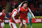 Harry Gray celebrates scoring his first goal for Rotherham United in the recent win over Northampton Town (Picture: Jonathan Gawthorpe)