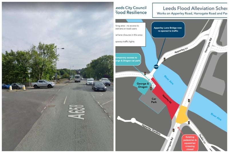 Apperley Road, between Apperley Lane Bridge and Harrogate Road Bridge, has now shut for a period of six months. The key route connecting Leeds and Bradford is shut ahead of flood prevention works.