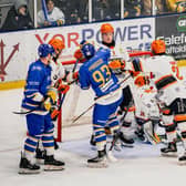 GAME ON: Leeds Knights and Sheffield Steeldogs will battle it out in Wednesday night's second leg of the NIHL National Cup Final. Picture: Rob Halls/Knights Media.