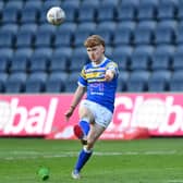 Kai Morgan lands a goal for Rhinos under-18s against Hull KR at Headingley last season. Picture by Bruce Rollinson.