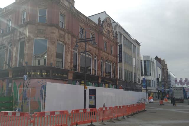 The former Debenhams building in Briggate is due to be redeveloped, with the upper floors being turned into student accommodation.
