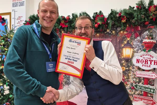 Chris Gaunt presented with the award by Matt The Butler