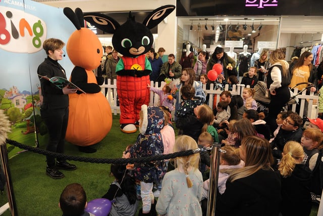 The characters from hit CBeebies show Bing appeared at special narrator-led storytelling sessions at the shopping centre