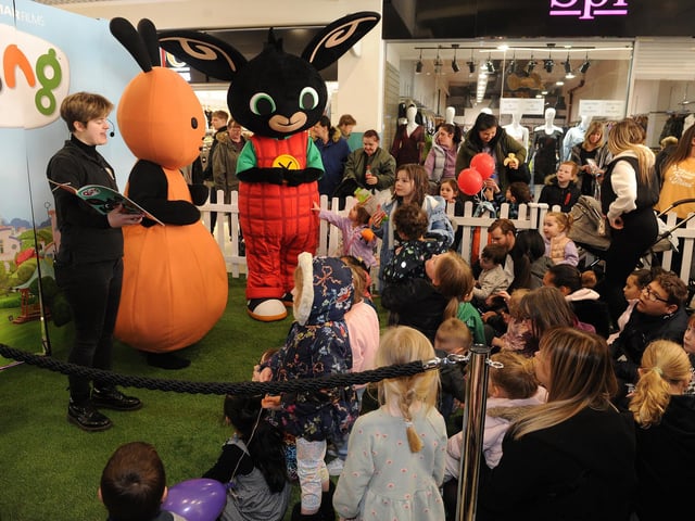 The characters from hit CBeebies show Bing appeared at special narrator-led storytelling sessions at the shopping centre