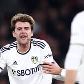 MANCHESTER, ENGLAND - FEBRUARY 08:  Patrick Bamford of Leeds United reacts during the Premier League match between Manchester United and Leeds United at Old Trafford on February 08, 2023 in Manchester, England. (Photo by Naomi Baker/Getty Images)