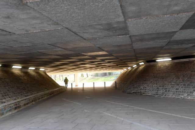 The underpass under the M621 near where the man was stabbed in the face in Holbeck, Leeds.